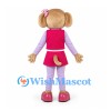 Dog Mascot Costume with Pink Dress and Heart Apron