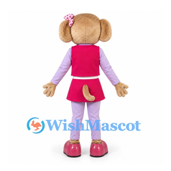 Dog Mascot Costume with Pink Dress and Heart Apron