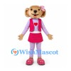 Dog Mascot Costume with Pink Dress and Heart Apron