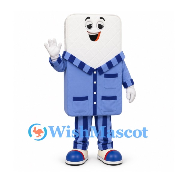 Tooth Mascot Costume with Blue Pajamas and Striped Pants