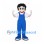 Boy Mascot Costume with Blue Overalls and White Shirt