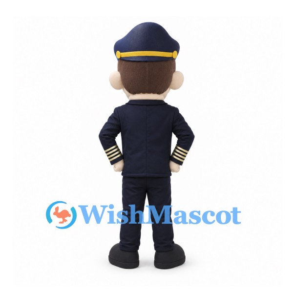 Pilot Mascot Costume with Navy Uniform and Cap