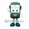 Bus Mascot Costume in Green with Smiling Face