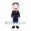 Flight Attendant Mascot Costume with Navy Skirt Suit and Red Scarf