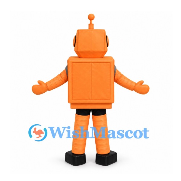 Robot Mascot Costume in Orange with Antenna