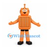 Robot Mascot Costume in Orange with Antenna