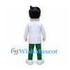 Doctor Mascot Costume with White Coat and Green Scrubs