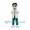 Doctor Mascot Costume with White Coat and Green Scrubs