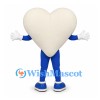 Heart Mascot Costume in Cream with Blue Outfit