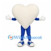 Heart Mascot Costume in Cream with Blue Outfit