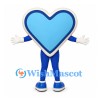 Heart Mascot Costume in Blue with White Border