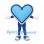 Heart Mascot Costume in Blue with White Border