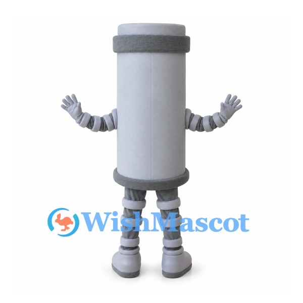 Pipe Mascot Costume in Gray with Ribbed Arms and Legs