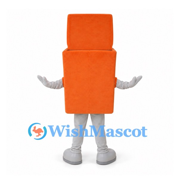 Recycling Bin Mascot Costume in Orange with Open Lid
