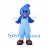 Water Drop Mascot Costume in Blue with Pale Blue Overalls