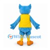 Owl Mascot Costume in Blue with Yellow Vest