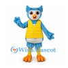 Owl Mascot Costume in Blue with Yellow Vest