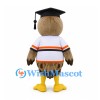 Owl Mascot Costume with Graduation Cap and Striped Shirt