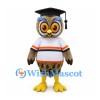 Owl Mascot Costume with Graduation Cap and Striped Shirt