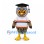Owl Mascot Costume with Graduation Cap and Striped Shirt