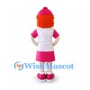 Girl Mascot Costume with Orange Hair and Pink Cap