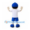 Boy Mascot Costume with Blue Cap and White Shirt