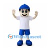 Boy Mascot Costume with Blue Cap and White Shirt