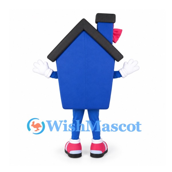 House Mascot Costume in Blue with Pink Bow