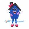 House Mascot Costume in Blue with Pink Bow