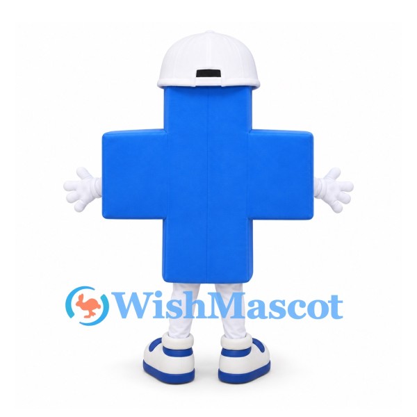 Medical Cross Mascot Costume in Blue with White Cap