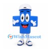 Medical Cross Mascot Costume in Blue with White Cap