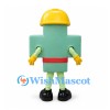 Cross Mascot Costume in Green with Yellow Hard Hat