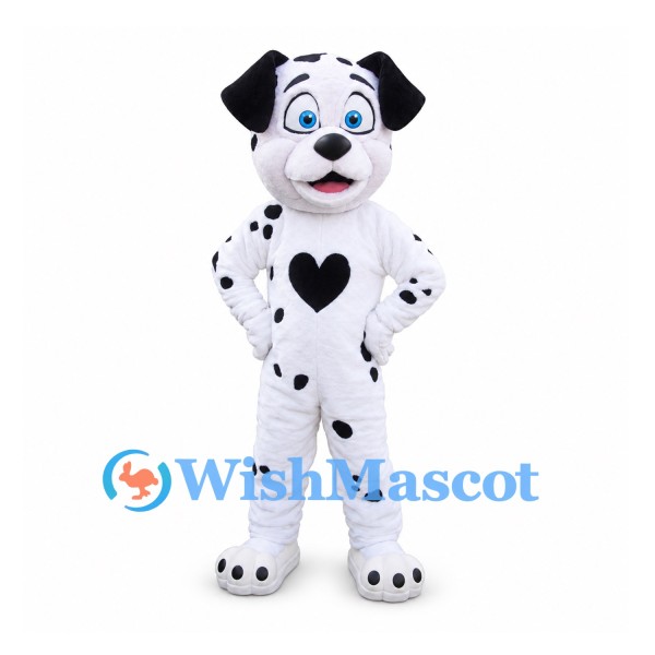 Dalmatian Mascot Costume with Black Heart Chest Detail