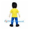 Boy Mascot Costume with Yellow Shirt and Blue Pants