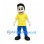 Boy Mascot Costume with Yellow Shirt and Blue Pants