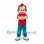 Boy Mascot Costume with Curly Brown Hair and Red Shirt