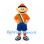 Boy Mascot Costume with Orange Cap and Rainbow Suspenders