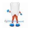 Tooth Mascot Costume with Blue Gloves and Orange Legs