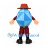 Gemstone Mascot Costume in Blue with Brown Hat
