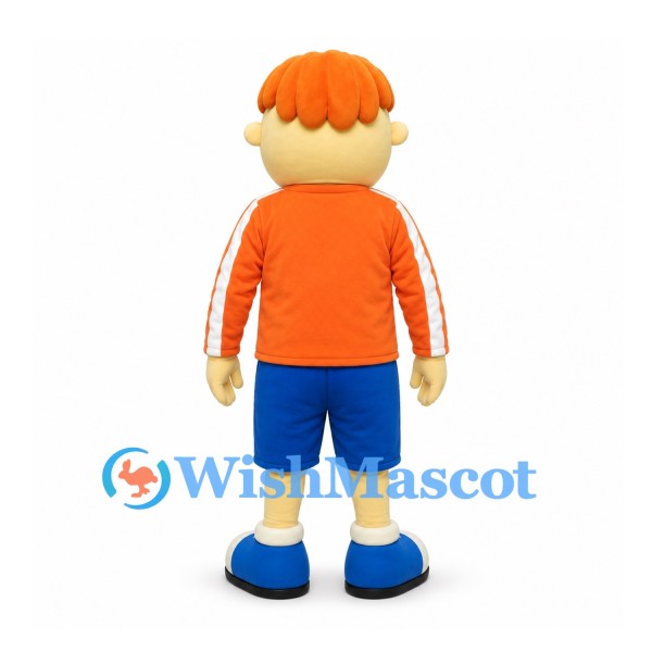 Boy Mascot Costume with Orange Hair and Sports Shirt