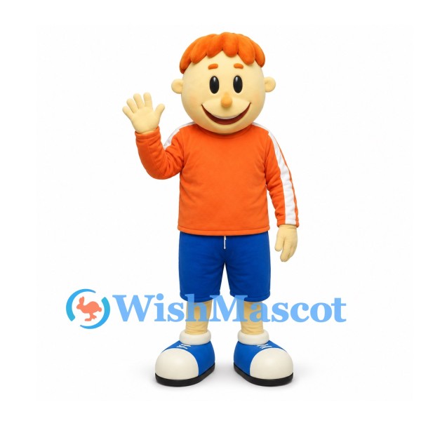 Boy Mascot Costume with Orange Hair and Sports Shirt