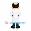 Doctor Mascot Costume with Round Glasses and White Coat