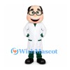 Doctor Mascot Costume with Round Glasses and White Coat