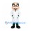 Doctor Mascot Costume with Round Glasses and White Coat