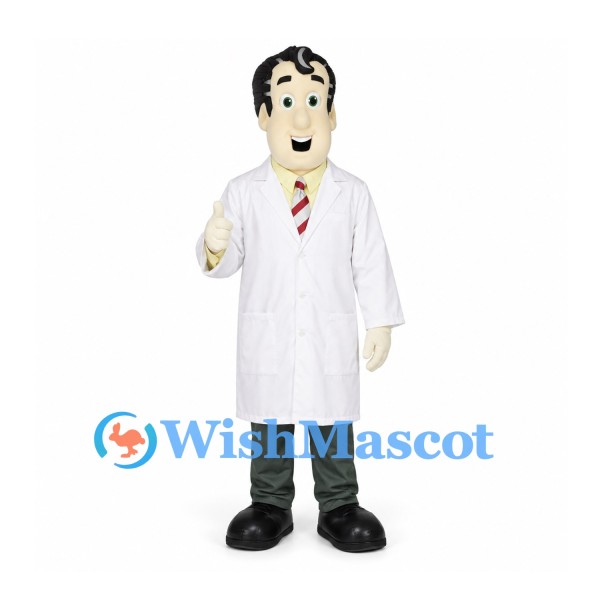 Doctor Mascot Costume with White Coat and Striped Tie