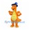 Dragon Mascot Costume in Orange with Blue Wizard Hat