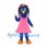 Bird Mascot Costume in Blue with Pink Dress and Floral Hat