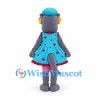 Dog Mascot Costume in Gray with Blue Heart Dress