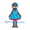 Dog Mascot Costume in Gray with Blue Heart Dress