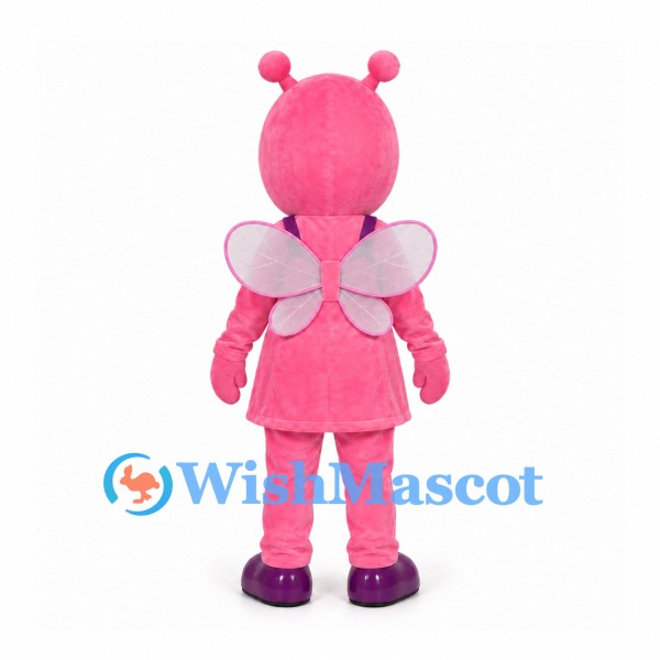 Butterfly Mascot Costume in Pink with Transparent Wings